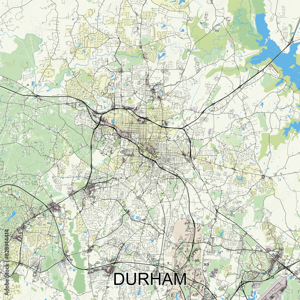 Durham, North Carolina, United States map poster art