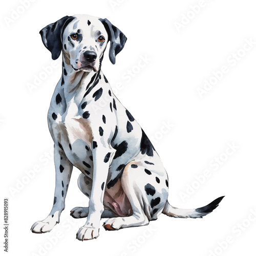 Dalmatian Dog Hand Drawn Watercolor Painting Illustration