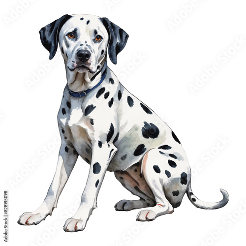 Dalmatian Dog Hand Drawn Watercolor Painting Illustration
