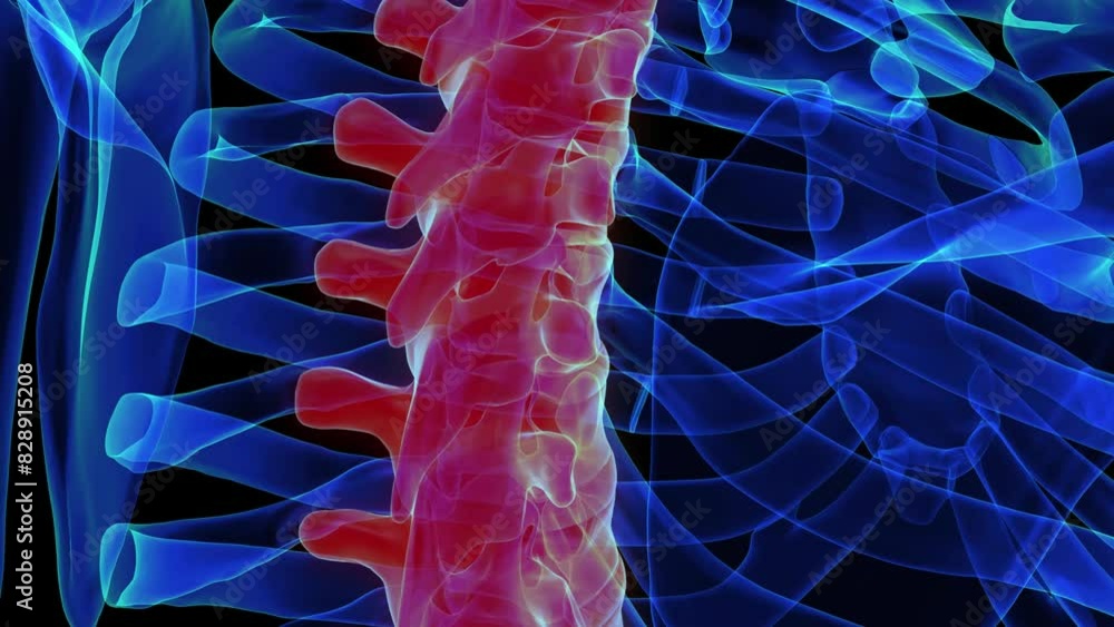 Thoracic vertebrae anatomy 3D rendering for medical concept Stock Video ...