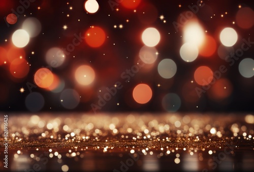 Glamorous Red and Gold Bokeh Lights on Dark Background