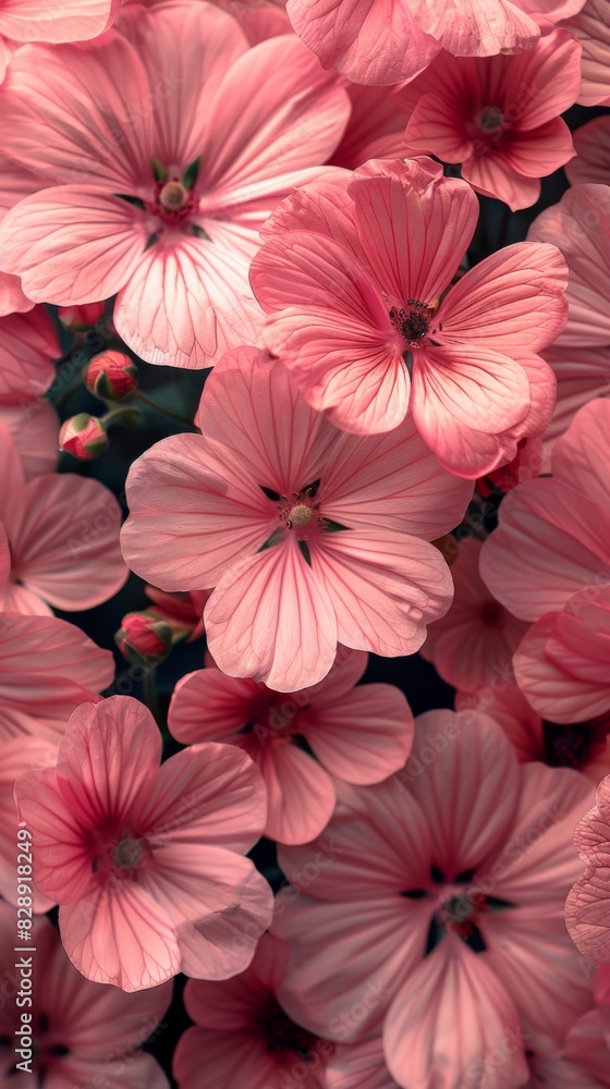 A cluster of pink flowers in full bloom, displaying vibrant colors and delicate petals A cluster of pink flowers in full bloom, displaying vibrant colors and delicate petals
