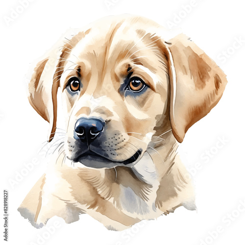 Labrador Retriever Dog Puppy Hand Drawn Watercolor Painting Illustration