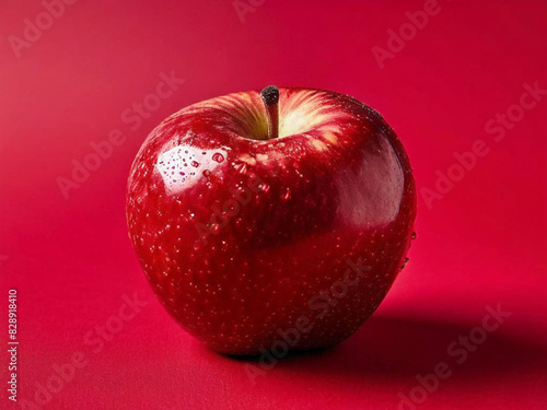 red apple on red background