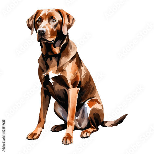 Brown Labrador Retriever Dog Hand Drawn Watercolor Painting Illustration