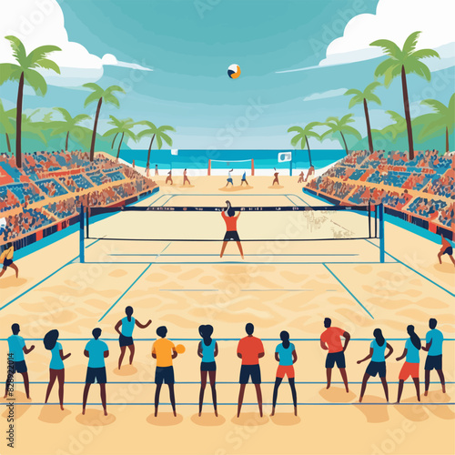 1715546Beach volleyball match vector illustration