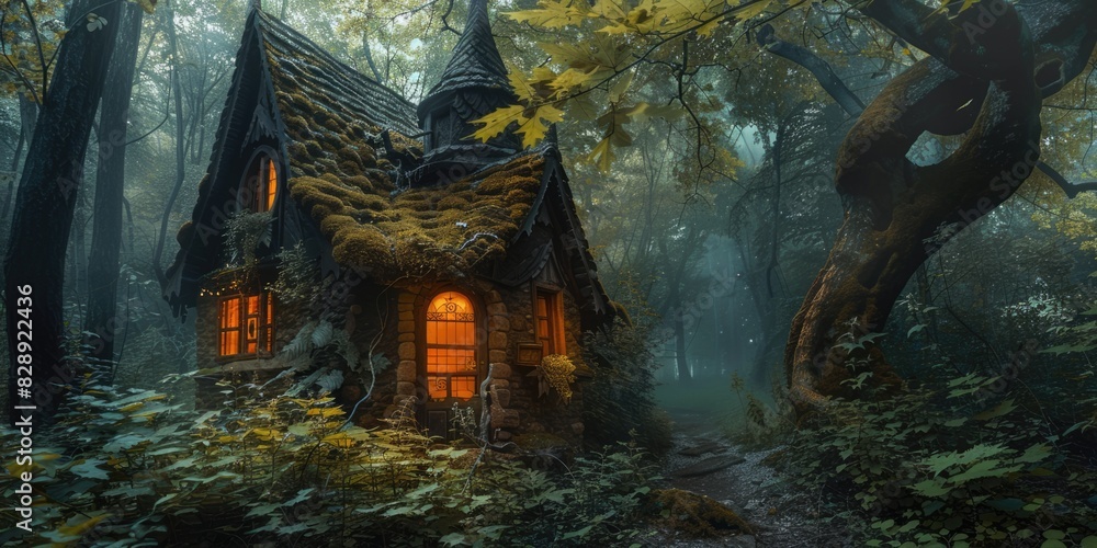 Obraz premium dark natural witch cottage house