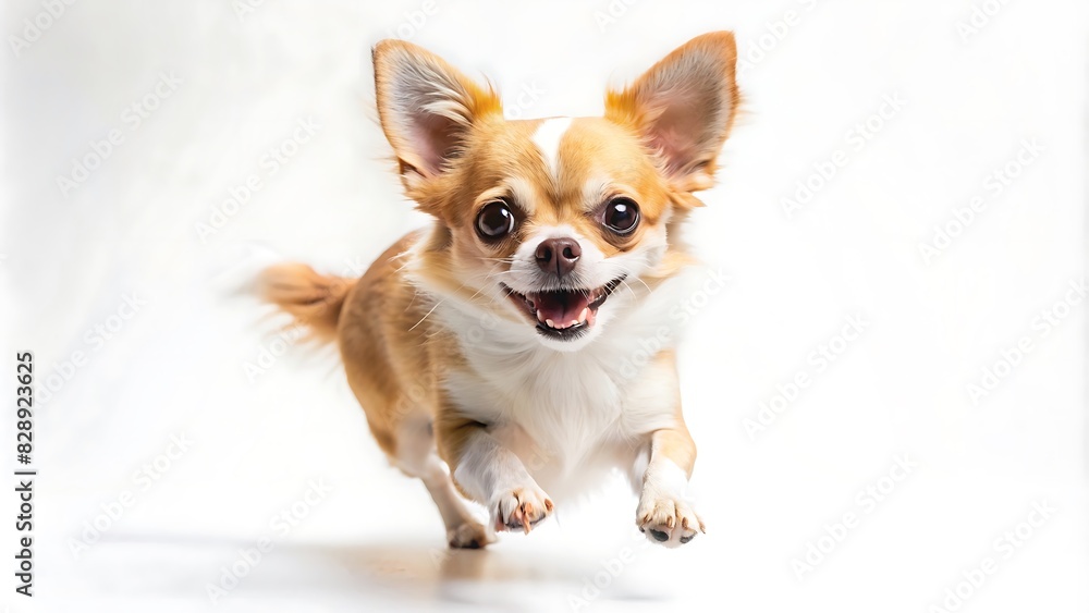 Happy Jumping Set Of Chihuahua Dog Isolated on White Background