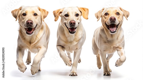 Set Of Dogs Labrador Retriever Jumping Happily  Set Of  Dog Isolated On White Background  Dog Jump 