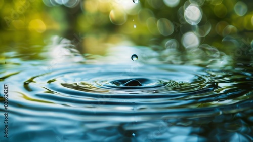 Serene rippling waves in pond  water dripping high quality photo for relaxation and meditation