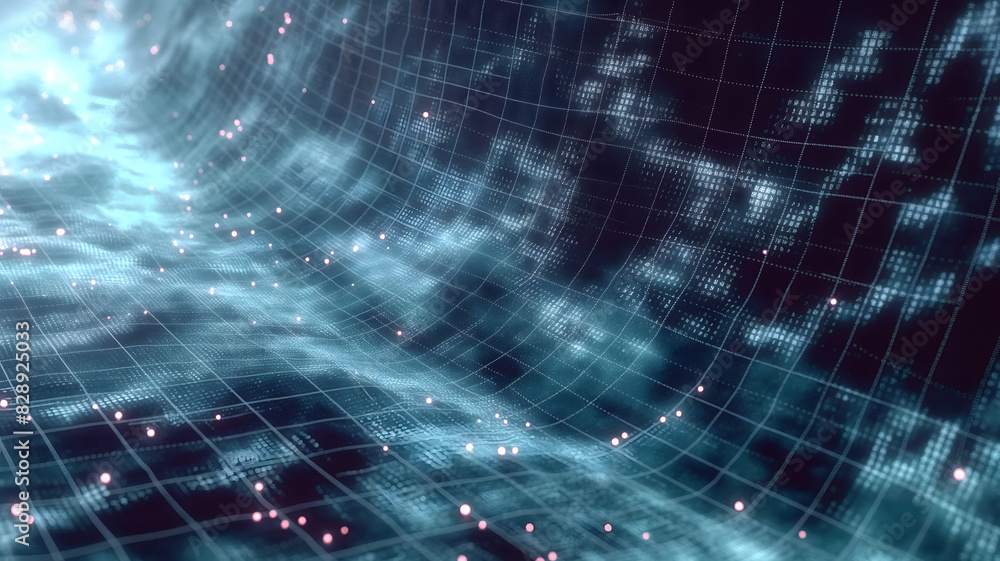 Blue digital binary data on computer screen background wallpaper, digital waterfall, digital wave Blue digital binary data on computer screen background wallpaper, digital waterfall, digital wave