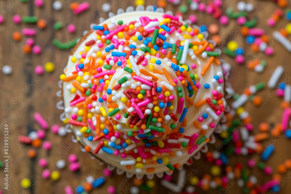 Birthday Cupcake with Rainbow Sprinkles