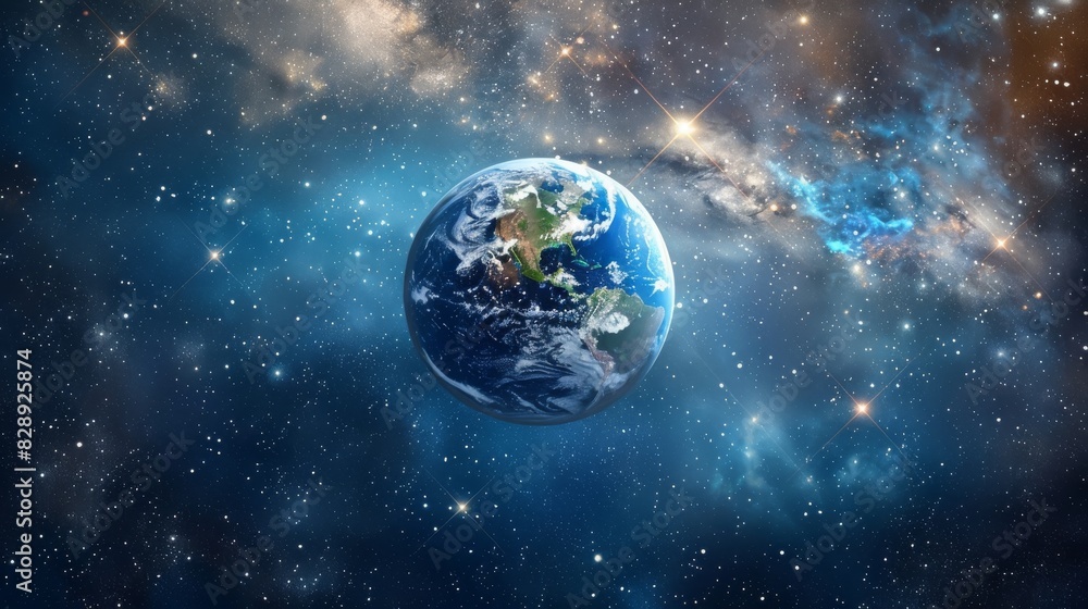 Obraz premium illustration universe, space, galaxy, stars, moon, earth, the Milky Way, 16:9