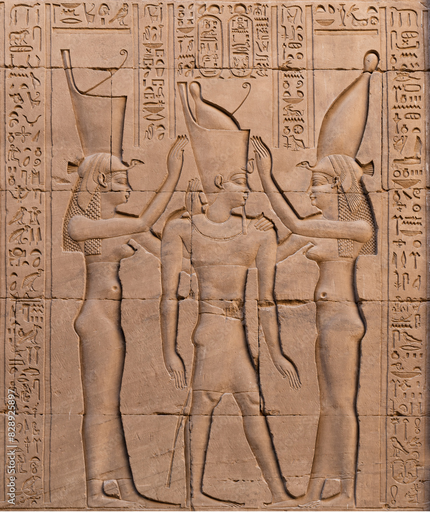 Naklejka premium wall Reliefs at the Temple Of Edfu at Aswan Egypt.