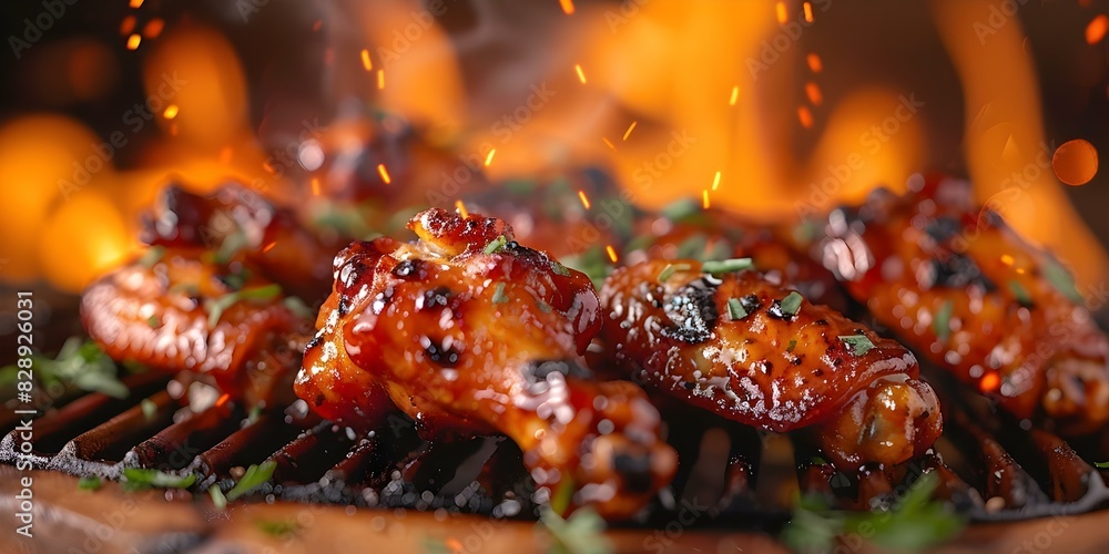 Flaming Hot Wings: An Award-Winning Photo. Concept Food Photography, Hot Wings, Culinary Art, Delicious Dishes, Appetizing Presentation Flaming Hot Wings: An Award-Winning Photo. Concept Food Photography, Hot Wings, Culinary Art, Delicious Dishes, Appetizing Presentation