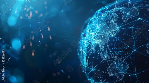 Modern Technology Concept: 3D Rendering, Computer monitor with abstract creative digital world map, globalization concept.