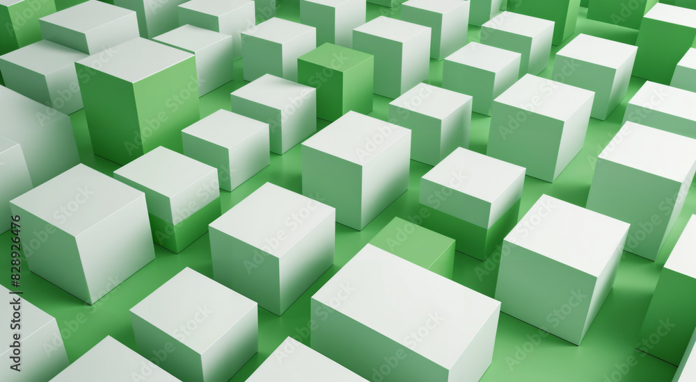 Obraz premium green white boxes abstract art