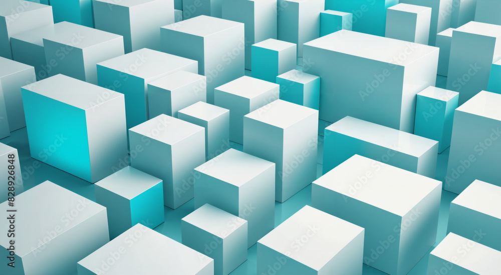 blue and white boxes concept art, abstract art blue and white boxes concept art, abstract art