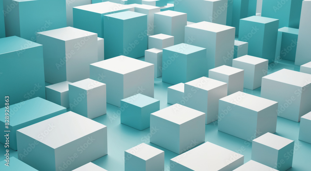 blue and white boxes concept art, abstract art blue and white boxes concept art, abstract art