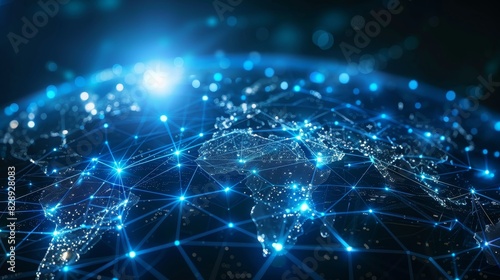 Wallpaper Mural Modern Technology Concept: Global world network and telecommunication on earth cryptocurrency and blockchain, Communication technology for internet business. Torontodigital.ca