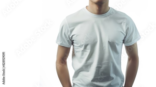 Wallpaper Mural White T Shirt Mockup of a Man Isolated on a White Background Torontodigital.ca