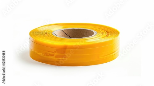 Yellow coil with insulating sanitary tape on a white background