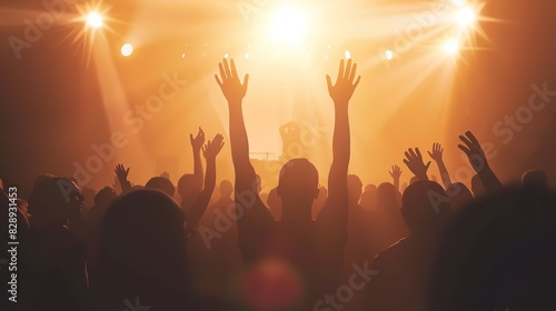 Christian Worship Young People Silhouette Lifting Hands 