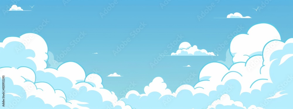 Simple and Cute Cartoon Clouds on Light Blue Sky: Minimalist Vector Illustration with White Background Simple and Cute Cartoon Clouds on Light Blue Sky: Minimalist Vector Illustration with White Background