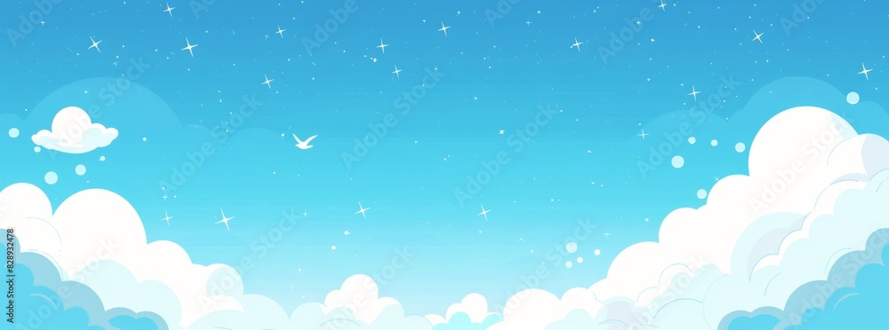 Simple Flat Vector Illustration of Light Blue Sky with White Clouds: Close-Up View Presentation Design Simple Flat Vector Illustration of Light Blue Sky with White Clouds: Close-Up View Presentation Design