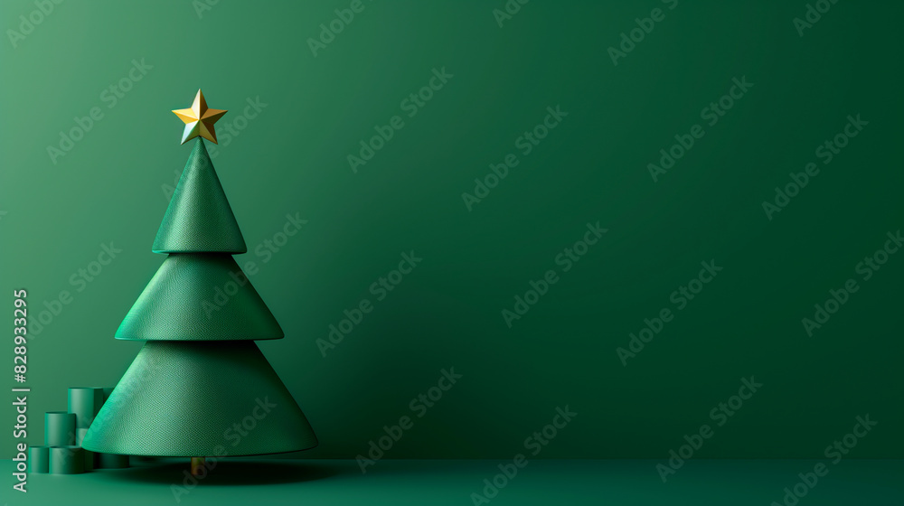 christmas decorative 3d green tree on green background christmas decorative 3d green tree on green background