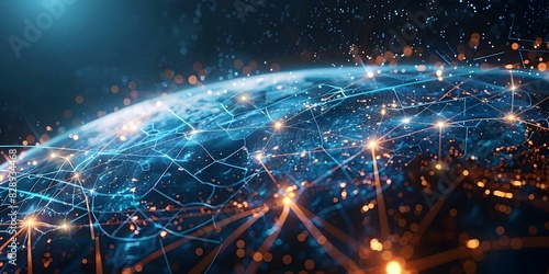 Connecting the Global Tech Network: Illuminating Interconnections Across the Cyber Planet. Concept Global Tech Network, Interconnections, Cyber Planet, Technology, Collaboration #828934468