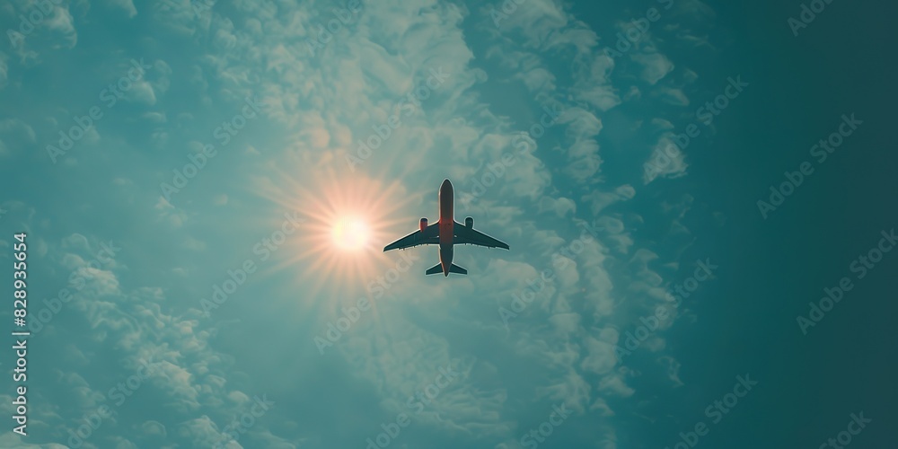 Fototapeta premium A plane photographed during the day with a view of the hot sun