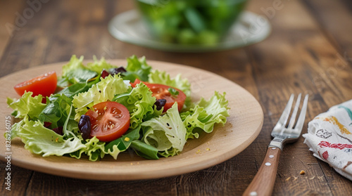 Salad with green, tomato, feta cheese and olives