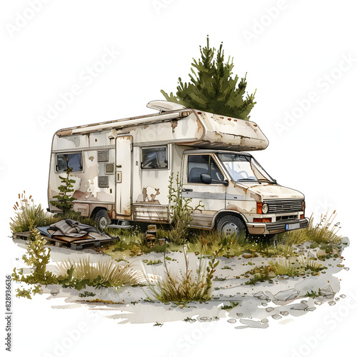 Wohnmobil stellplatz in absberg am brombachsee isolated on white background, cinematic, png
 photo