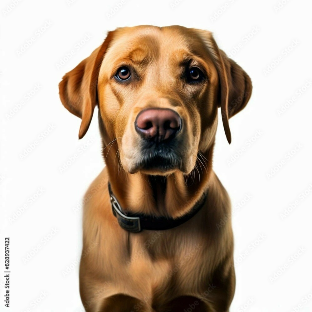 Close-up of a Labrador Retriever dog on a white background, Close-up of a Labrador Retriever dog on a white background,