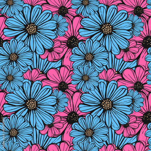 Floral spring or summer vector seamless pattern