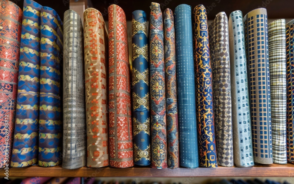 A bookshelf displaying an array of multicolored books stacked neatly in rows from top to bottom A bookshelf displaying an array of multicolored books stacked neatly in rows from top to bottom