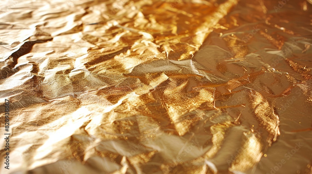 Shiny metallic foil in gold, perfect for a luxurious and reflective visual effect Shiny metallic foil in gold, perfect for a luxurious and reflective visual effect