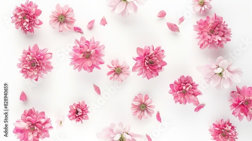 Flowers Composition Pink Flowers on White Background  © zahidcreat0r