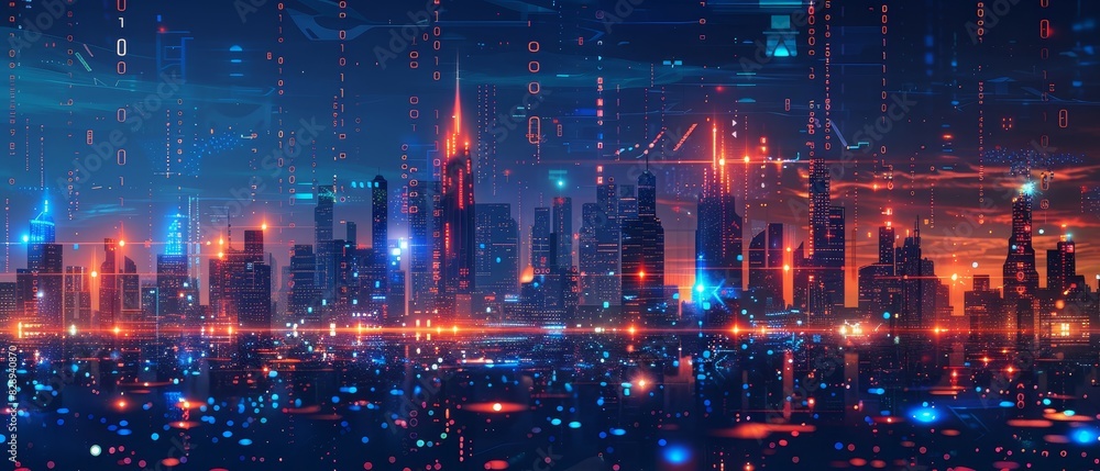 Big data city connection technology concept 