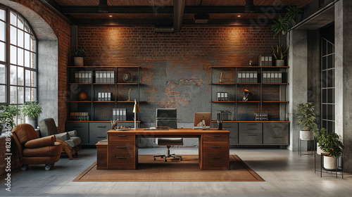 Modern office interior in loft, industrial style © Katrin_Primak