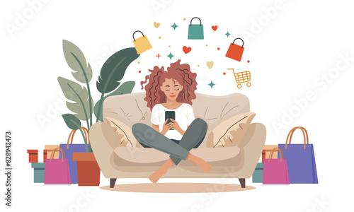 Stylish young woman browsing and shopping online with ease on her smartphone
