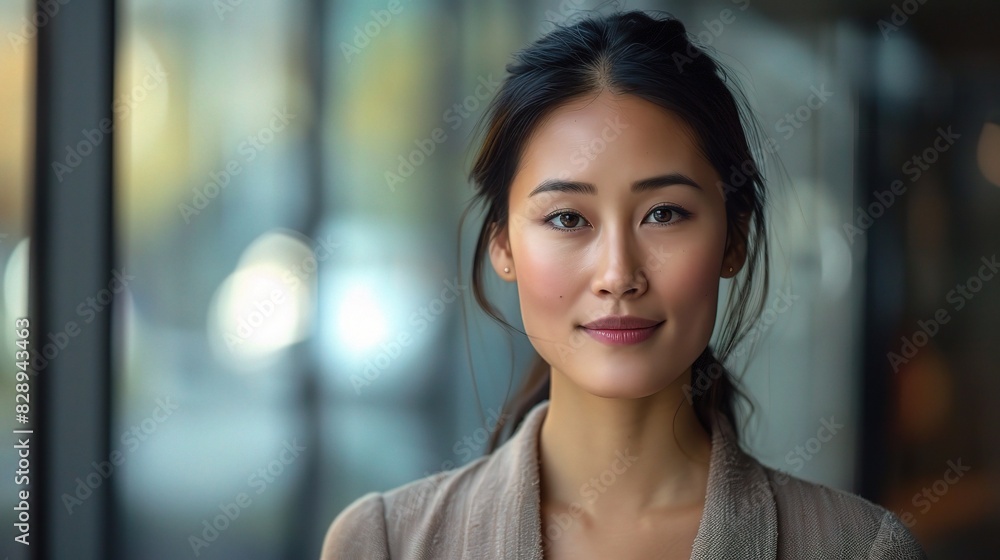 Woman of Asian descent, her demeanor poised and confident as she faces Woman of Asian descent, her demeanor poised and confident as she faces