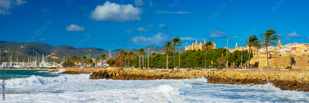Panoramic view of Palma de Majorca, Mallorca, Balearic Islands, Spain