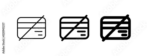 Editable block card, no card payment vector icon. Part of a big icon set family.  Finance, business, investment, accounting. Perfect for web and app interfaces, presentations, infographics, etc