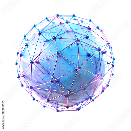 Global network. blockchain. 3d illustration. neural networks and artificial intelligence. abstract isolated on white background  flat design  png 