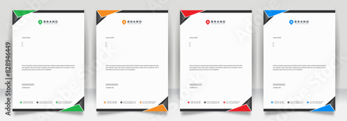 Abstract business letterhead template design for business project. Corporate letterhead design with color variation bundle. Creative Office letterhead layout with company logo and icon.
