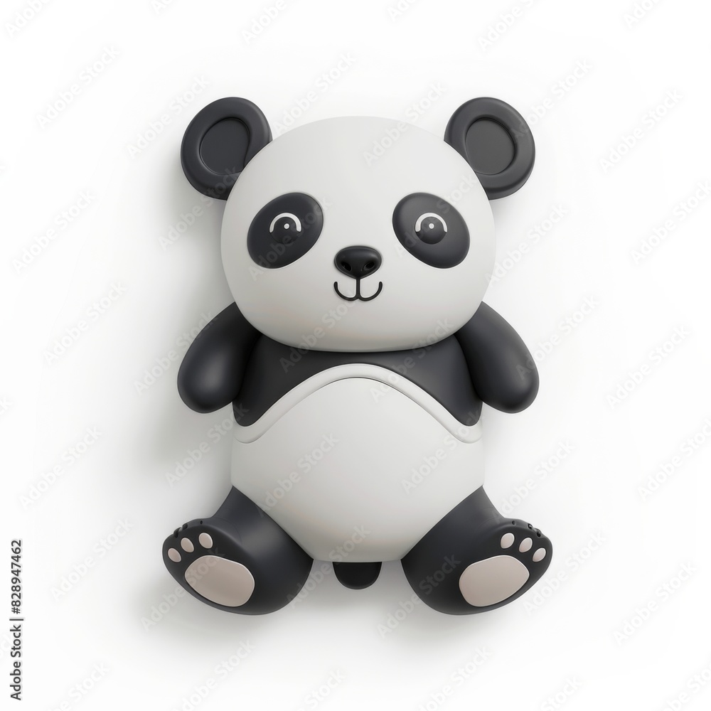 Naklejka premium A black and white panda bear sits atop a white wall