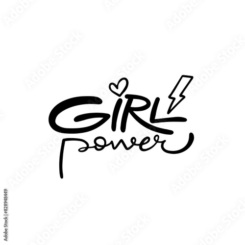 Girl Power Typography Design with Heart and Lightning for an inspiring statement