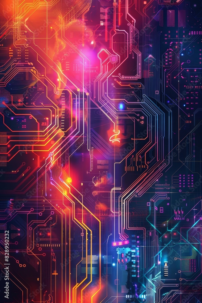 Obraz premium Abstract technology concept. Circuit board, high computer color background. 